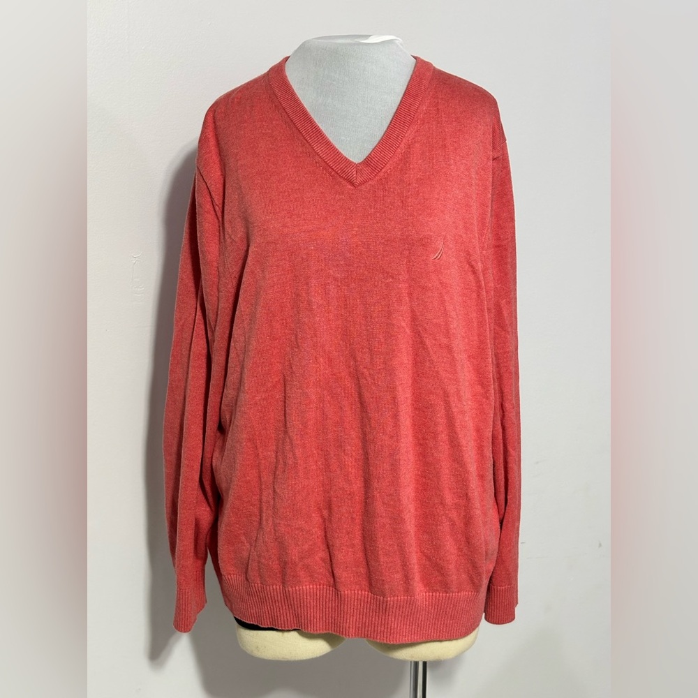 NAUTICA Women's Size Large L Sweater Long Sleeve Top Shirt VNeck Color Pink
